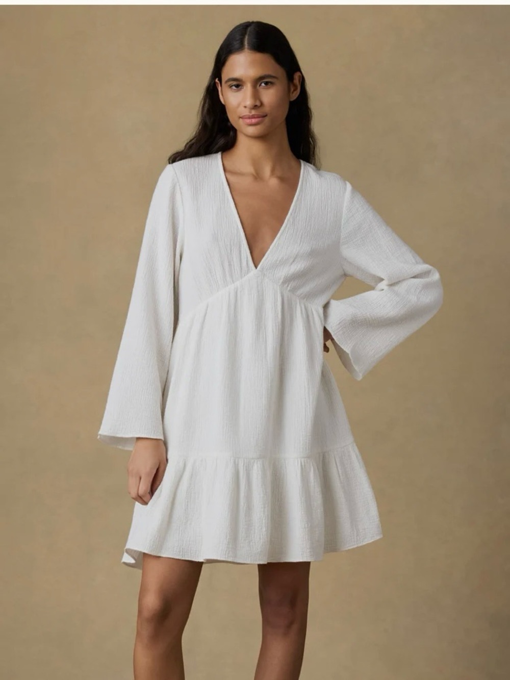 Faherty Dune Cotton Gauze Oceana Dress White Organic Cotton New